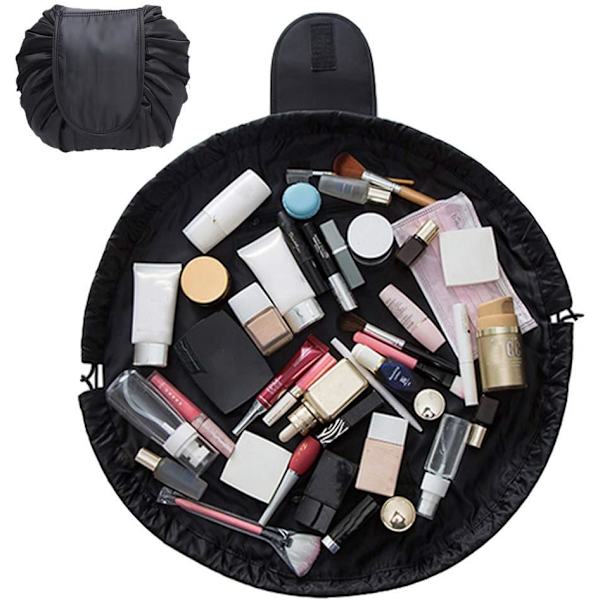 Doven makeup taske med snørelukning, bærbar stor rejse kosmetik