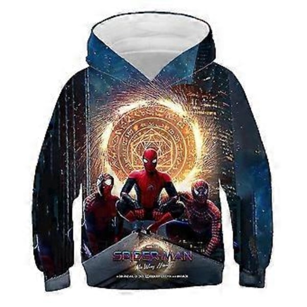 Børne 3D Tegneserie Spiderman Printede Hættetrøjer Efterår Vinter Langærmet Hættetrøje Sweatshirt Pullover Jumper Toppe Gave -NMAOV(7-8 År C)