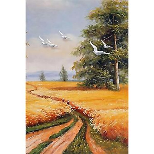 Wekity Landskap Vetefält Väggkonst Canvas Print Poster, Enkel Modekonst Ritning Dekoration för Hem Vardagsrum Sovrum Kontor och Barnkammare