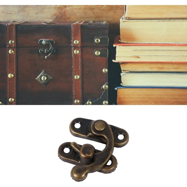 12 st Antik vänster/höger spärrhake Hasp hornlås med skruvspärr DIY-väska, trä, smyckeskrin Deco