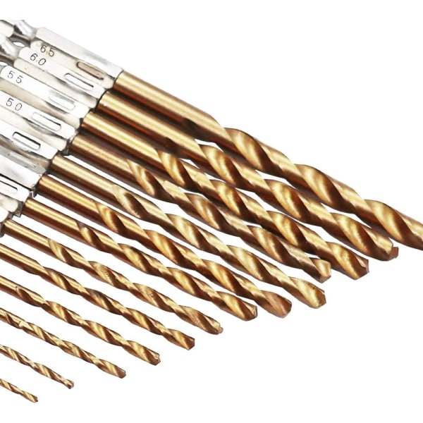 13PCS 6,35mm Hex Skaft Vridbor Titanium Belagt Sæt Metrisk Hurtig Skift Vridbor Bits Høj