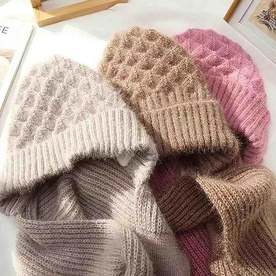 Pink integreret ørebeskyttelse vindafvisende hat tørklæde, vinter varm k
