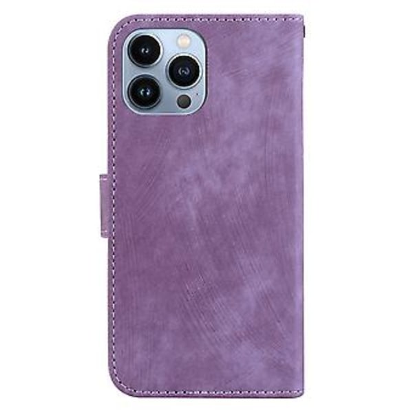 Embosset lærveske for iPhone 15 Pro Max (Lilla)