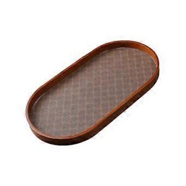 Träserveringsbricka Fruktbricka Snacksbricka Kopp- och Muggställ Cateringbricka Tebrikfrukostbricka för Vardagsrum (Oval)