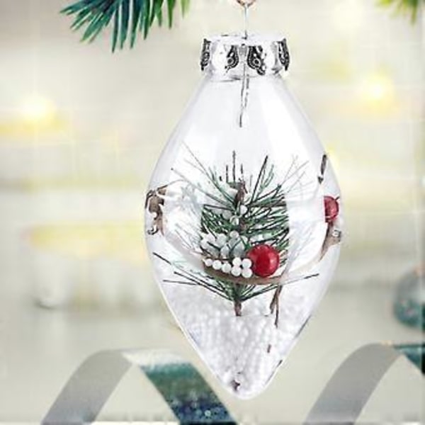 DIY Julgranskula Transparent Öppen Hängande Prydnad i Plast Heminredning E