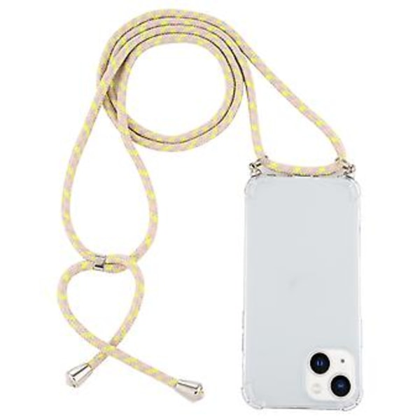 TPU-etui med snor til iPhone 15 Plus (Grå Gul)