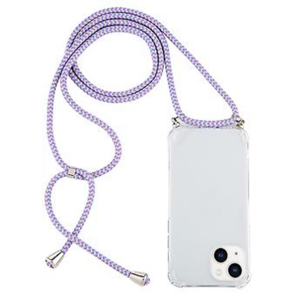 TPU-fodral med snodd för iPhone 15 Plus (Lila Blå Gul)