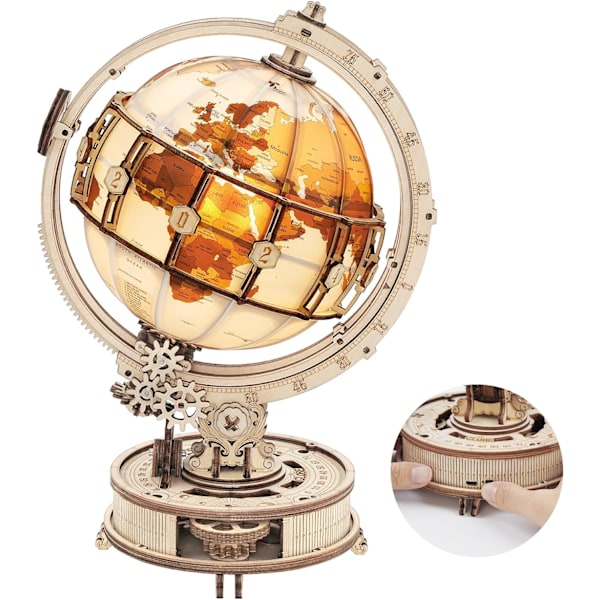 3D-träpussel Luminous Globe för vuxna Trämodell att bygga Mekanisk modell för festival