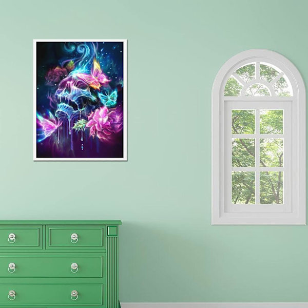 (Farge Butterfly Skull) Diamantmalingsett for voksne, 30x40cm
