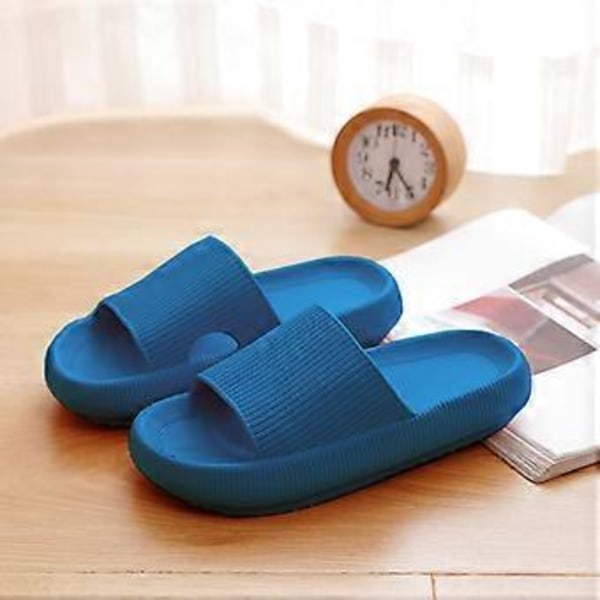 Tjocka Plattform Badrum Hemtofflor Kvinnor Mjuk Sula Eva Inomhus Tofflor Sommar Halksäkra Sandaler Unisex (40 41 Havsblå)