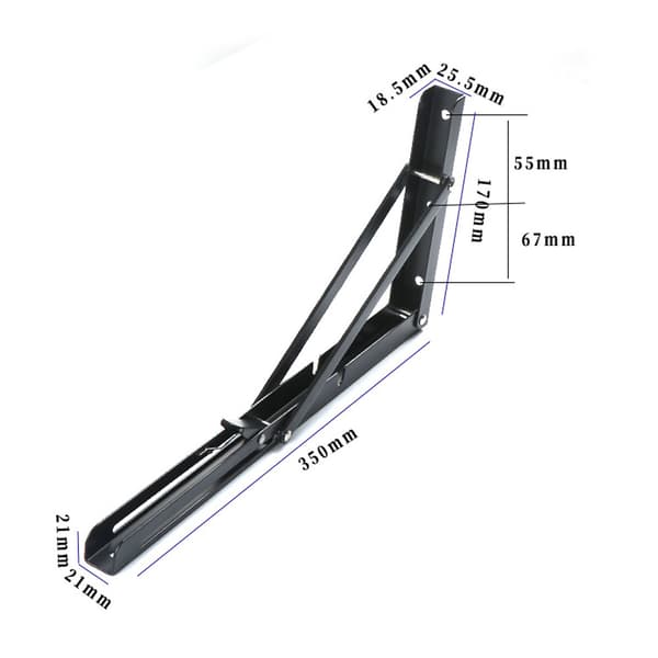 Folding Bracket 350mm, 2 stk. Svart Foldable Console Bracket, Folding Shelf Brackets Load, Heavy D