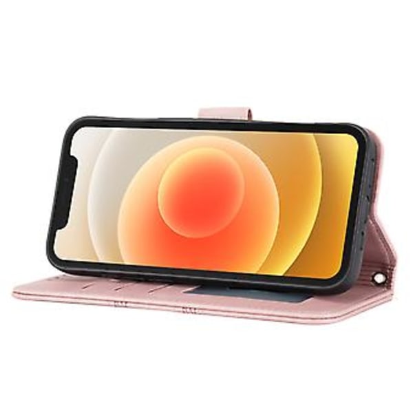 Präglad Läderfodral för iPhone 15 Pro Max (Rosa)