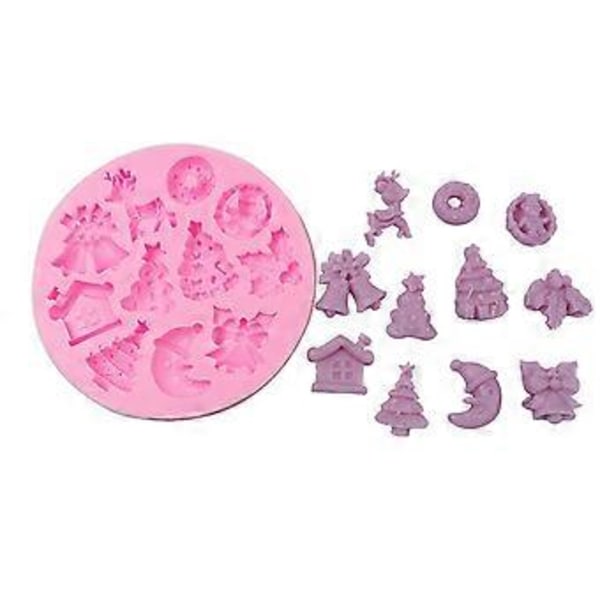 Chokolade Fondant Kage Silikoneform Slik Hjort Klokke Snemand Forme DIY Bage Dekoreringsværktøj til Dessert Kage Grå