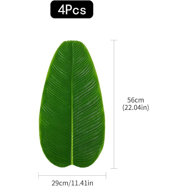 Konstgjorda bananblad 4-pack Hawaiian Luau Party Fake Tro