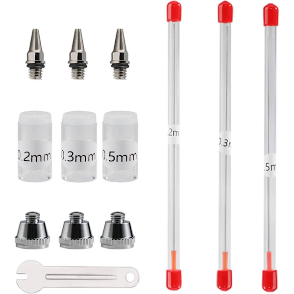 7 kpl:n airbrush-neula 0,2 mm/0,3 mm/0,5 mm suutin Airbrush-sarjat Yleiskorvaavat airbrush-pistooleille