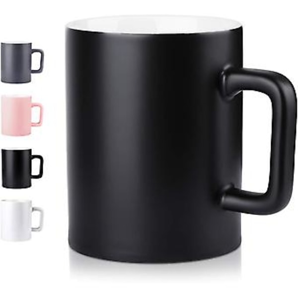 JUSCH Keramisk kopp Glatt Frostfrostet Porselen Kanne, Kaffe Kopper, Tekopp, for Kontor og Hjem, Helsegave, Maksimal Kapasitet 13oz, Svart, Enkelt En (WZ126