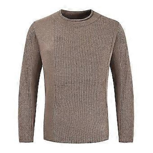 hmwy-mænd langærmet afslappet pullover jumper strikket sweater strik skjorte top (M Camel)