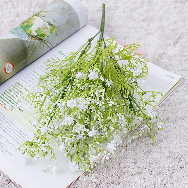 Kunstig blomst, hvitt lite skaft, 5-trådet stjernepigg, full