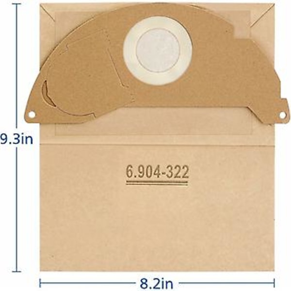 WD2 Pakke med 10 papirfilterposer til Krcher støvsugere WD2 MV2 A 2003/2024/2054 Erstatter WD2 poser 6.904-322.0