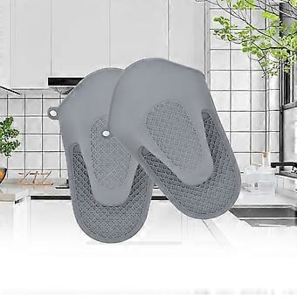 1 st Förtjockad Anti-skållnings Grytvante Silikon Hushålls Kök Silikon Mikrovågsugn Vante Bakningstillbehör (Grå)