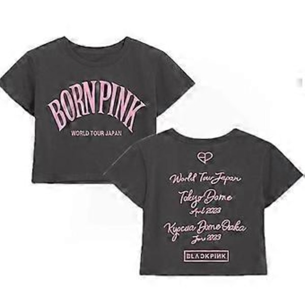 Musta Born Pink -konsertti Samanlainen lyhythihainen puuvilla-T-paita -NMAOV (2XL Harmaa 1)