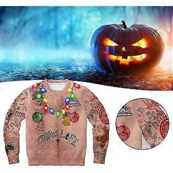 Morsom og stygg julegenser Sweatshirt Hettegenser Jumper Pullover Party Topper Ny(M Flerfarget)