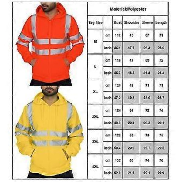 Ny Herr Viz Hoodie Sweatshirt Säkerhetsjacka med Hög Synlighet Arbetsjacka Snabb 2023 (Svart 2XL)