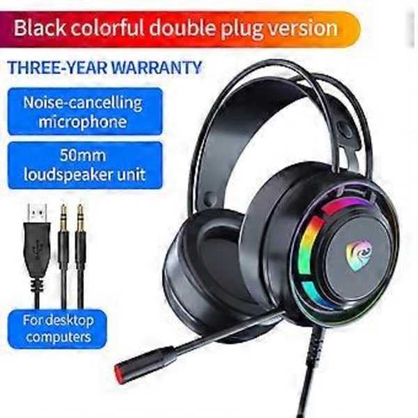 3,5 mm Jack/USB Spilheadset til PC, Bærbar Computer Bas Surround (3,5 mm version)
