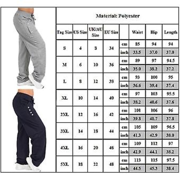 Dam Sweatpants Raka Ben Loose Running Byxor Bekväma Byxor Med Snodd Sport Gym Byxor Med Fickor Plus Storlek (2XL Marinblå)