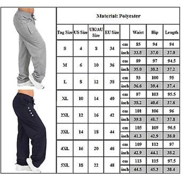 Dame Sweatpants Straight Leg Løse Løbebukser Behagelige Snørebukser Sports Gym Bukser Med Lommer Plus Size (5XL Blå)