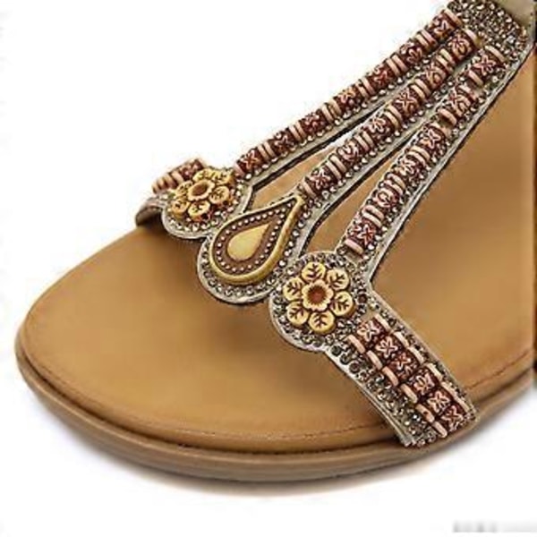 Sommer Nye Damesandaler Elastikbånd Let og Behagelige Sandaler (EU 42 Abrikos)