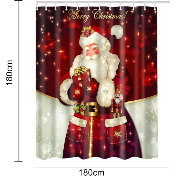 Vandtæt bruseforhæng i polyester til jul (180*180cm)
