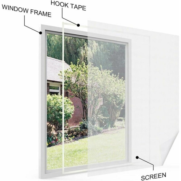 60x140cm (Pakke med 1, Hvid) Universal Transparent Insektnet f