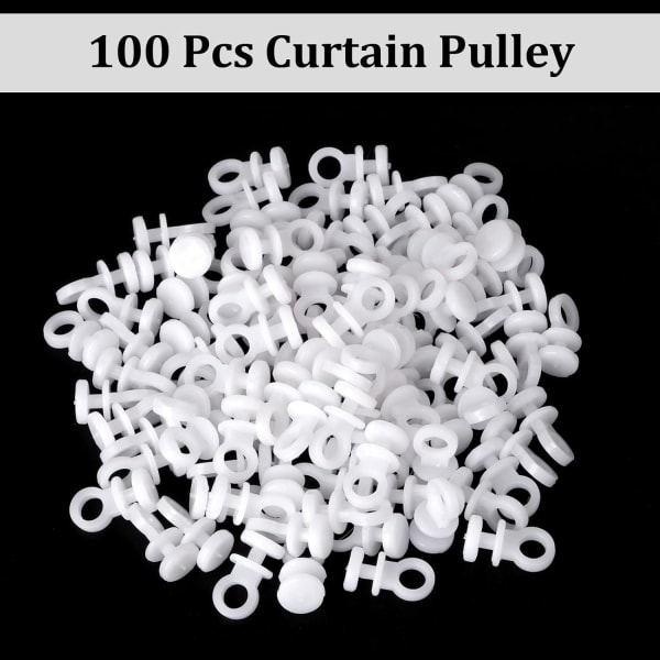 100 st gardinrullglidare, vita plastgardinkrokar