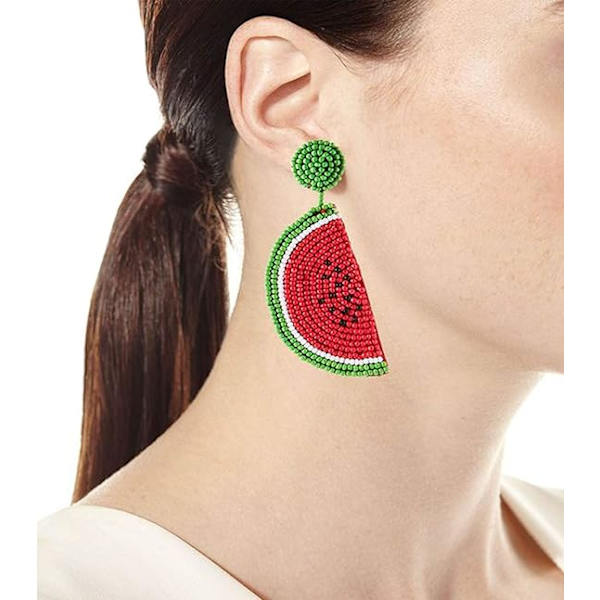 Statement Dangle Frugt Øreringe - Fashion Sød Vandmelon Perle