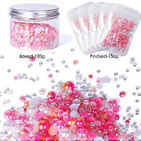 Halvrunda Flatback Pärlor Blandad Storlek 3mm-10mm Harts Rhinestones Halva Pärlor Flatback Pärlor Rhinestones Set för Hantverk (120g C)