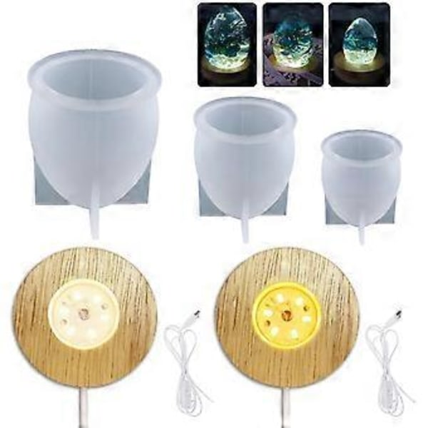 Silikonformar för Epoxiharts Äggformad Form Bordlampa Hartsgjuten Formar för DIY-hantverk Gjutning Heminredning (set)