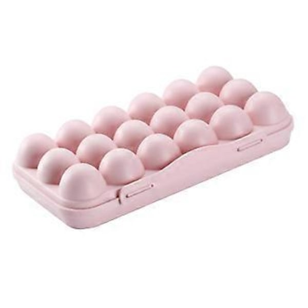 Stabelbar 12 Egg/18 Egg Holder Fryser Kjøleskap Matbeholder Organizer Brett (Rosa 18 Egg)