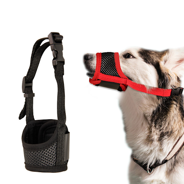 Justerbar munnkurv for hund, pustende maske med netting, for å hindre biting