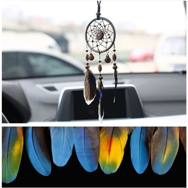 Traditionel drømmefanger Vintage håndlavet bil Dreamcatcher Feath