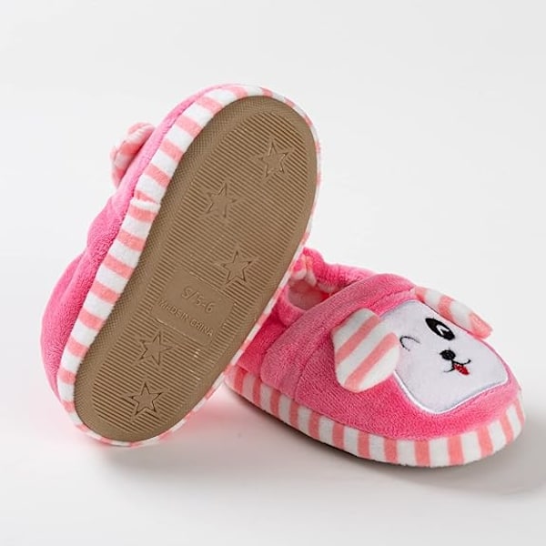 Mjuka och mysiga plyschtofflor för babyflicka, tecknade varma vinterskor för inomhus (innersula 19,5 cm)