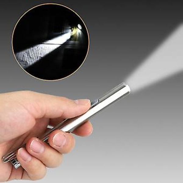 5\" LED USB Uppladdningsbar Mini Taktisk Ficklampa Rostfritt Stål Torch Pennlampa ( )