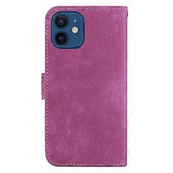Præget Læderetui Til iPhone 12 mini (Roserød)