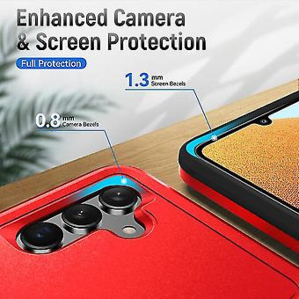 Samsung Galaxy A13 5g:lle Pioneer Armor - Kestävä Puhelin Kotelo (PC + TPU) (Punainen Musta)