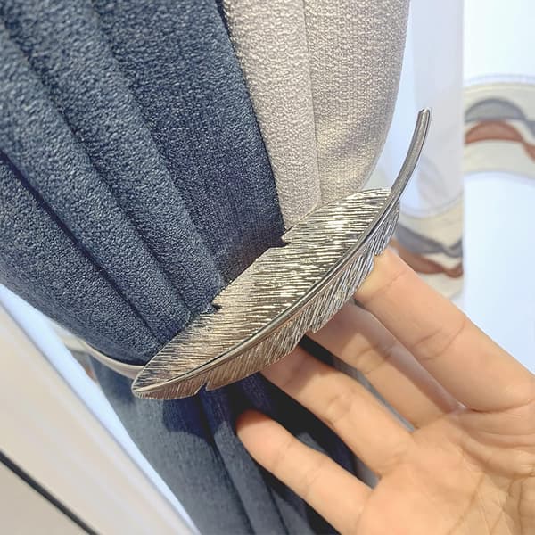 2 stk. Sølv fjer gardin slips Metal TieBacks elastisk Adj