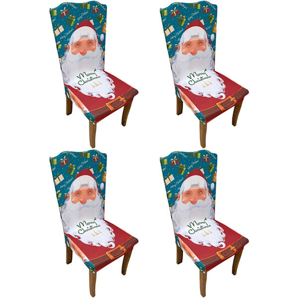 Jule-stoltrekk - 4-pak med stretch-stolbeskyttere, polyester