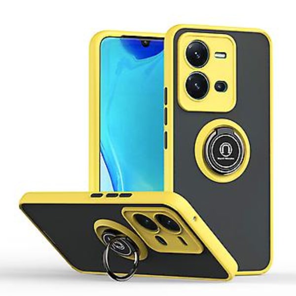 TPU + PC Telefondeksel med Ring for vivo V25 (Gul)