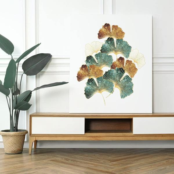 XL Ginkgo Blad Guld Väggdekaler (76x87 cm) I Självhäftande