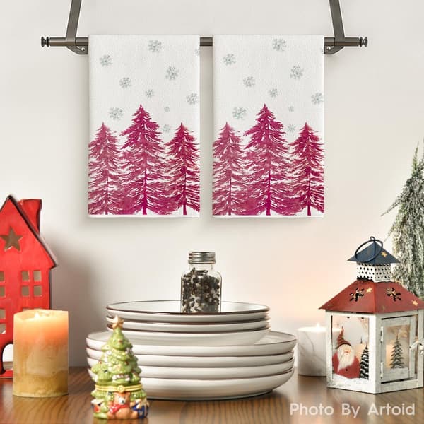 2-delt sæt juleprintede viskestykker, 40 x 60 cm viskestykker – Stil 27