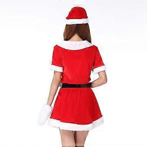 Jul Miss Santa Cosplay Kostym Fru Claus Dam Päls Kant Fancy Dress Party Juldräkter Set -NMAOV